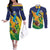Custom Rugby Saint Vincent and the Grenadines Couples Matching Off The Shoulder Long Sleeve Dress and Long Sleeve Button Shirt Go SVG Amazona Guildingii - Wonder Print Shop