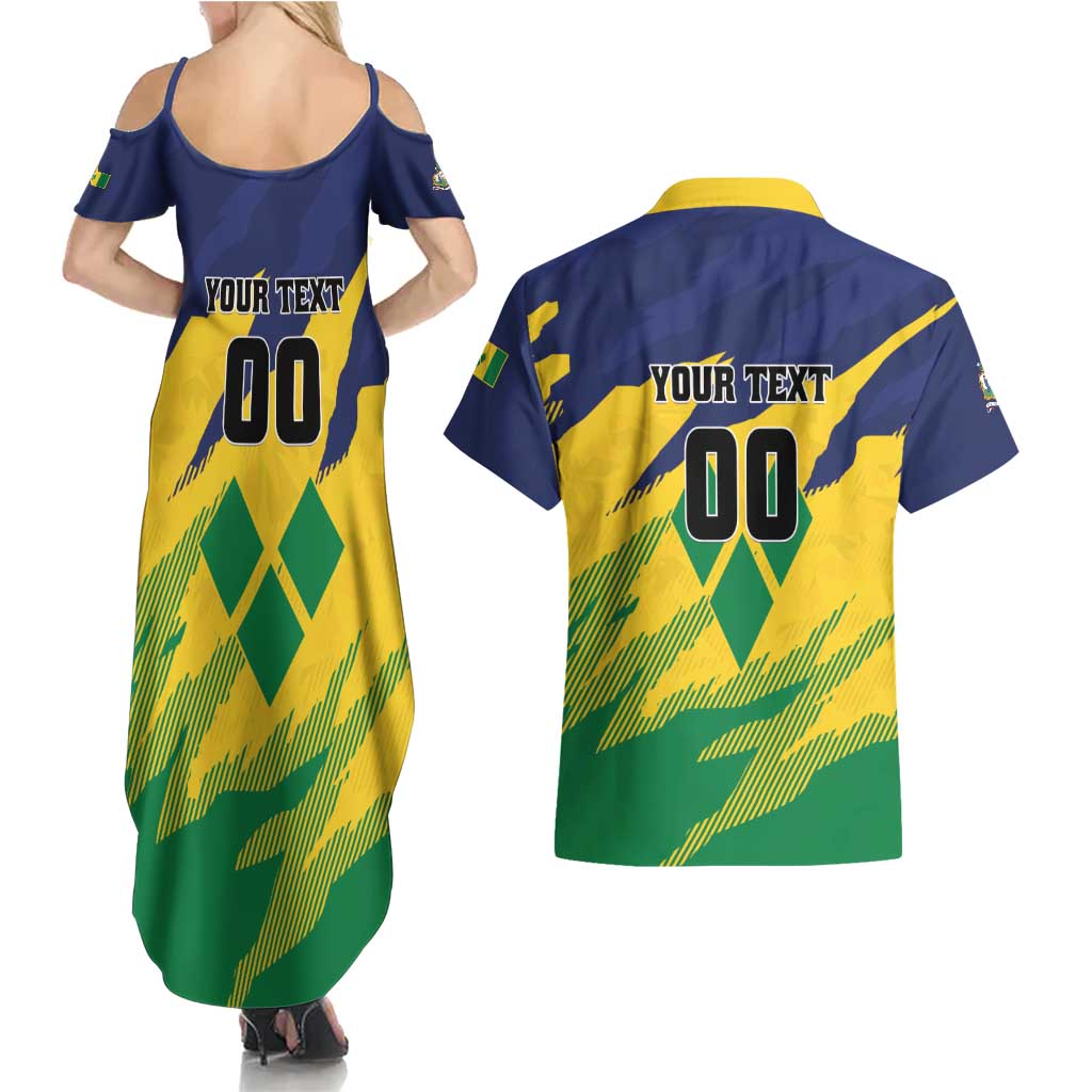 Custom Rugby Saint Vincent and the Grenadines Couples Matching Summer Maxi Dress and Hawaiian Shirt Go SVG Amazona Guildingii - Wonder Print Shop