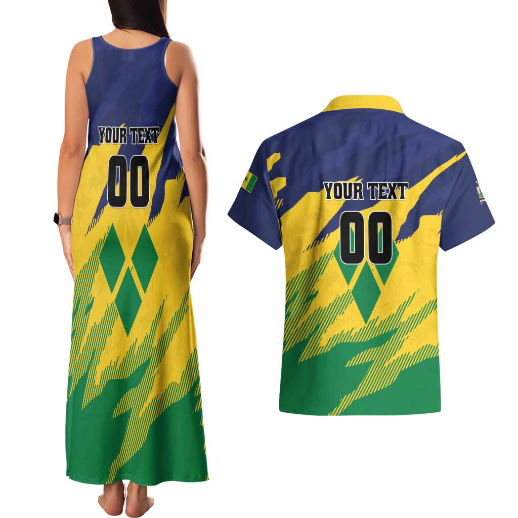 Custom Rugby Saint Vincent and the Grenadines Couples Matching Tank Maxi Dress and Hawaiian Shirt Go SVG Amazona Guildingii - Wonder Print Shop