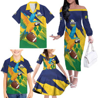 Custom Rugby Saint Vincent and the Grenadines Family Matching Off The Shoulder Long Sleeve Dress and Hawaiian Shirt Go SVG Amazona Guildingii - Wonder Print Shop