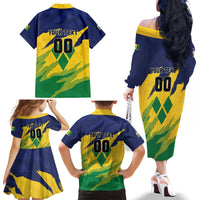 Custom Rugby Saint Vincent and the Grenadines Family Matching Off The Shoulder Long Sleeve Dress and Hawaiian Shirt Go SVG Amazona Guildingii - Wonder Print Shop