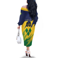 Custom Rugby Saint Vincent and the Grenadines Family Matching Off The Shoulder Long Sleeve Dress and Hawaiian Shirt Go SVG Amazona Guildingii - Wonder Print Shop