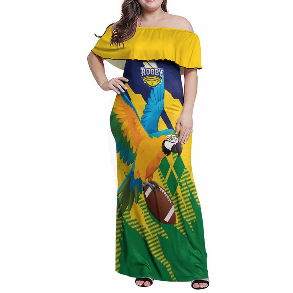 Custom Rugby Saint Vincent and the Grenadines Family Matching Off Shoulder Maxi Dress and Hawaiian Shirt Go SVG Amazona Guildingii - Wonder Print Shop