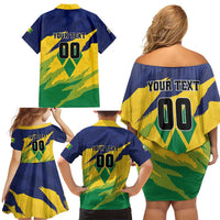 Custom Rugby Saint Vincent and the Grenadines Family Matching Off Shoulder Short Dress and Hawaiian Shirt Go SVG Amazona Guildingii - Wonder Print Shop