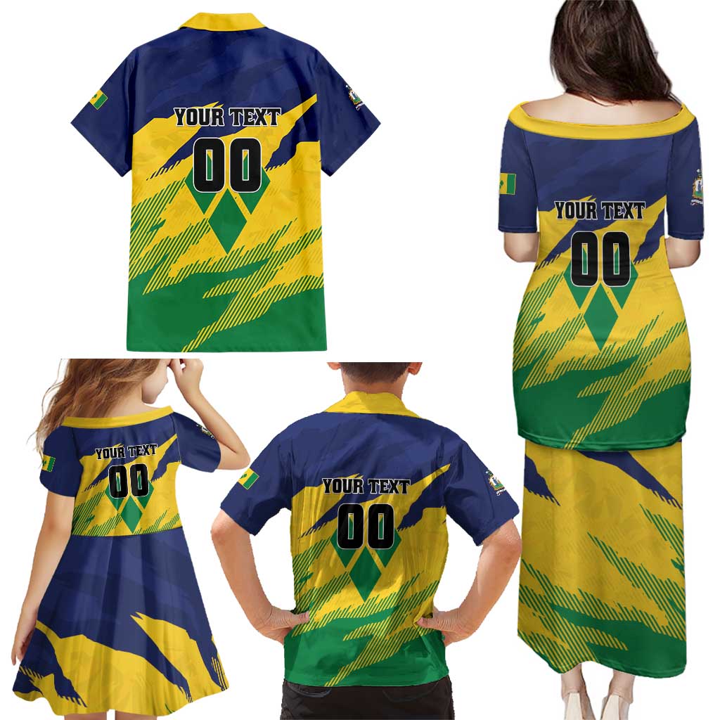 Custom Rugby Saint Vincent and the Grenadines Family Matching Puletasi and Hawaiian Shirt Go SVG Amazona Guildingii - Wonder Print Shop