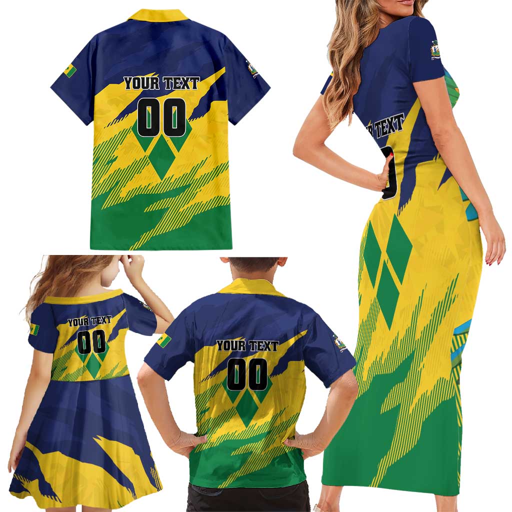 Custom Rugby Saint Vincent and the Grenadines Family Matching Short Sleeve Bodycon Dress and Hawaiian Shirt Go SVG Amazona Guildingii - Wonder Print Shop