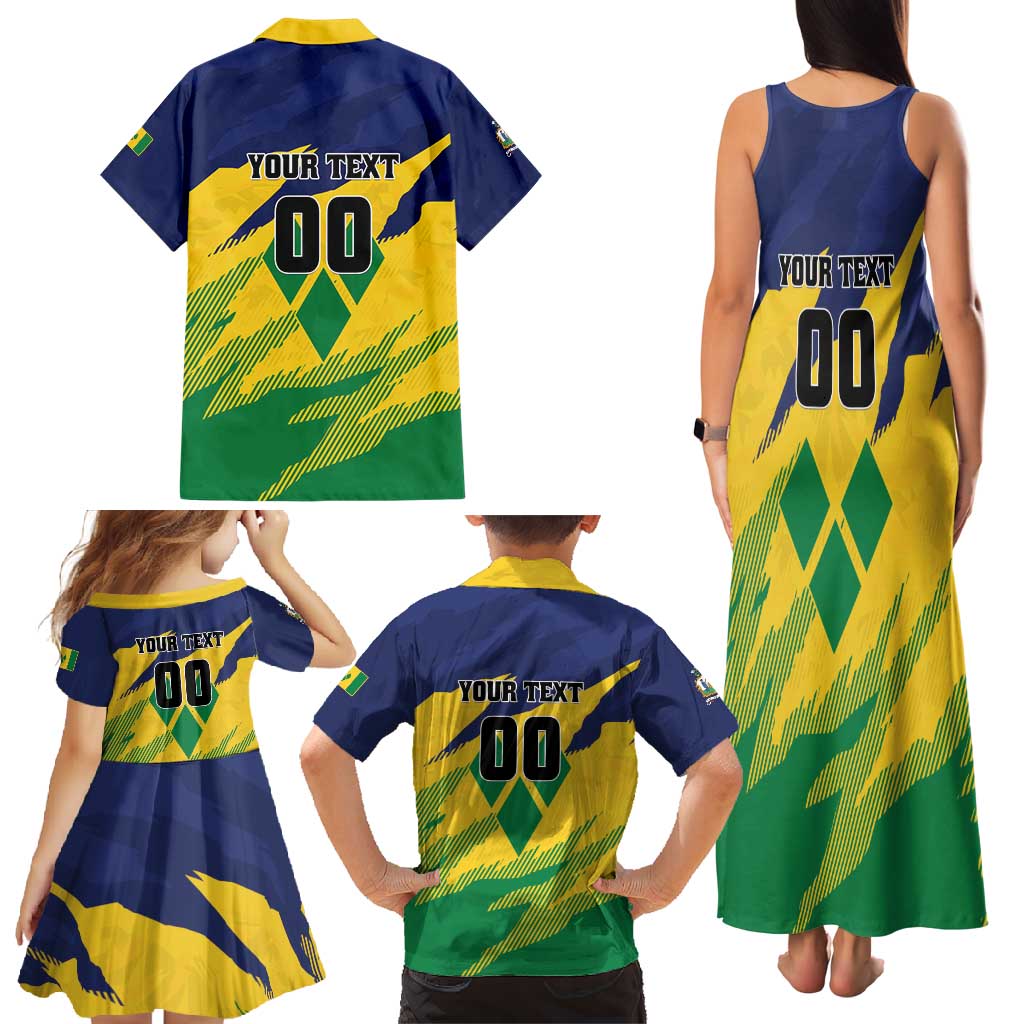 Custom Rugby Saint Vincent and the Grenadines Family Matching Tank Maxi Dress and Hawaiian Shirt Go SVG Amazona Guildingii - Wonder Print Shop