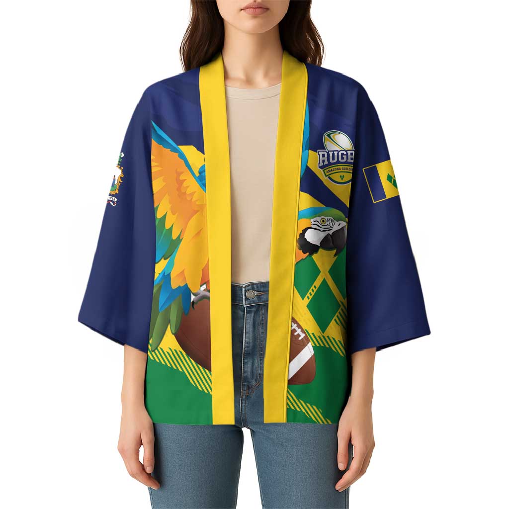 Custom Rugby Saint Vincent and the Grenadines Kimono Go SVG Amazona Guildingii - Wonder Print Shop