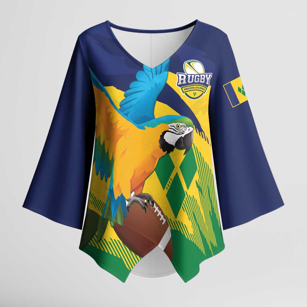 Custom Rugby Saint Vincent and the Grenadines Kimono Sleeve Blouse Go SVG Amazona Guildingii - Wonder Print Shop