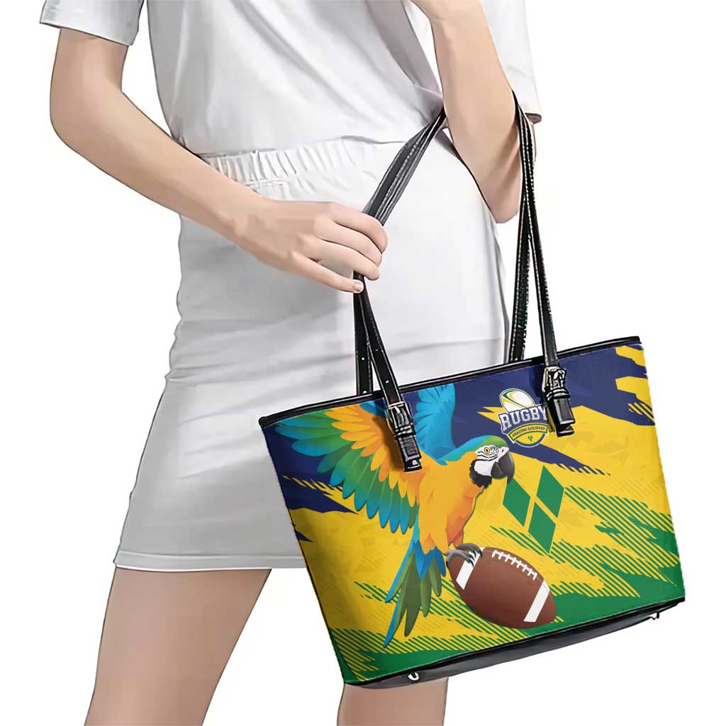Rugby Saint Vincent and the Grenadines Leather Tote Bag Go SVG Amazona Guildingii - Wonder Print Shop