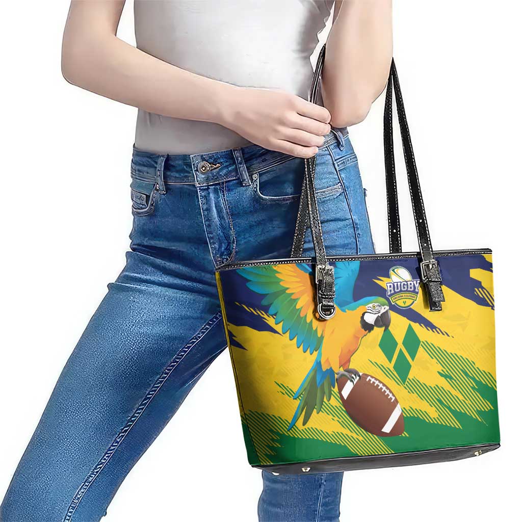 Rugby Saint Vincent and the Grenadines Leather Tote Bag Go SVG Amazona Guildingii - Wonder Print Shop