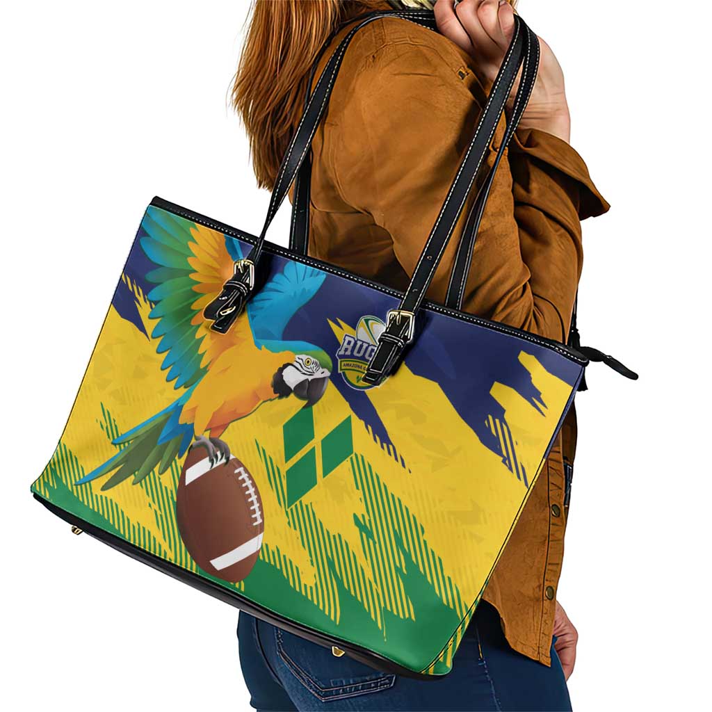 Rugby Saint Vincent and the Grenadines Leather Tote Bag Go SVG Amazona Guildingii - Wonder Print Shop