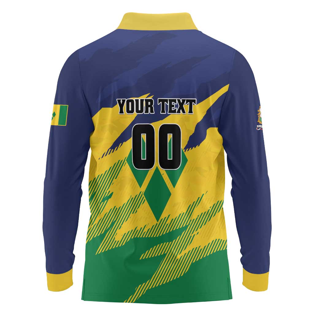 Custom Rugby Saint Vincent and the Grenadines Long Sleeve Polo Shirt Go SVG Amazona Guildingii - Wonder Print Shop