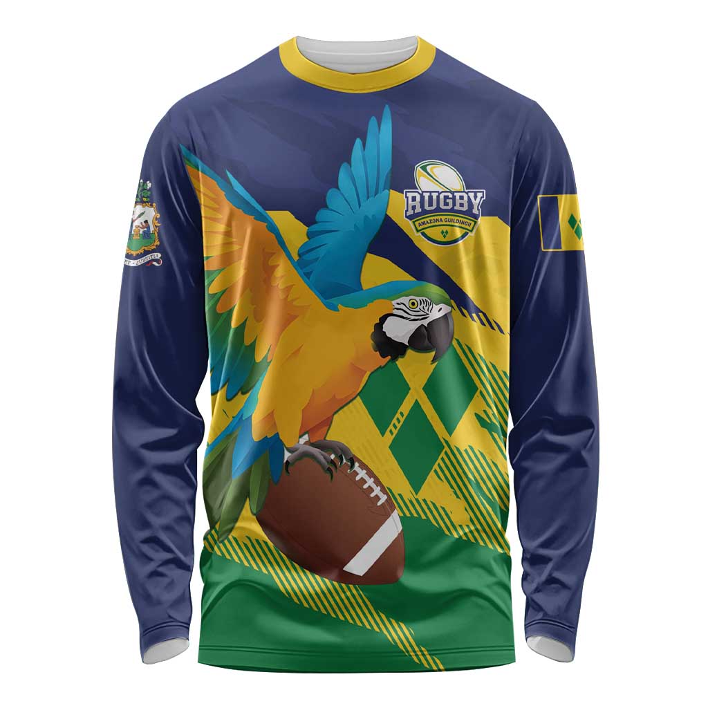 Custom Rugby Saint Vincent and the Grenadines Long Sleeve Shirt Go SVG Amazona Guildingii - Wonder Print Shop