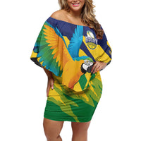 Custom Rugby Saint Vincent and the Grenadines Off Shoulder Short Dress Go SVG Amazona Guildingii - Wonder Print Shop