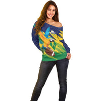 Custom Rugby Saint Vincent and the Grenadines Off Shoulder Sweater Go SVG Amazona Guildingii - Wonder Print Shop