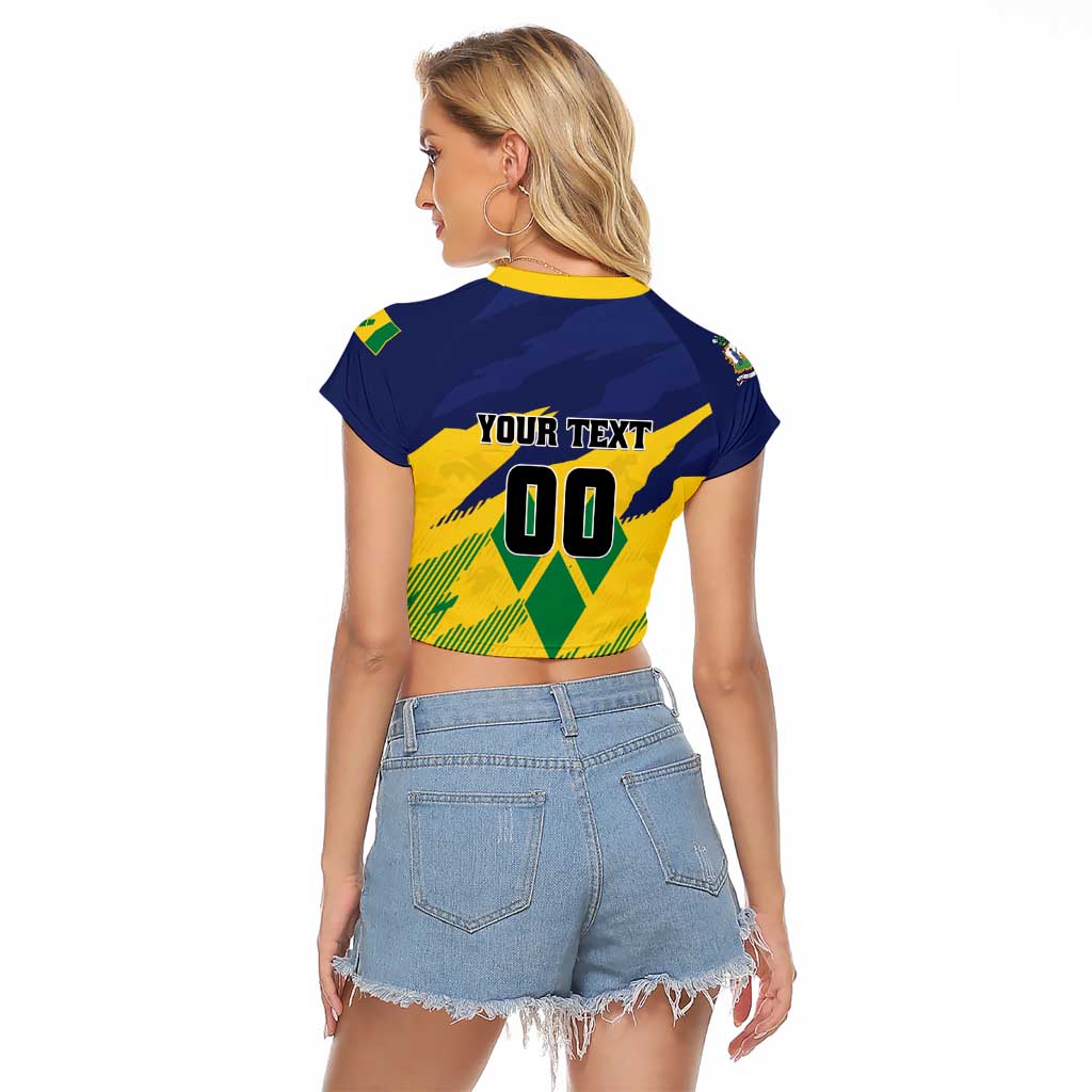 Custom Rugby Saint Vincent and the Grenadines Raglan Cropped T Shirt Go SVG Amazona Guildingii - Wonder Print Shop