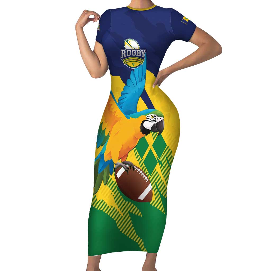 Custom Rugby Saint Vincent and the Grenadines Short Sleeve Bodycon Dress Go SVG Amazona Guildingii - Wonder Print Shop