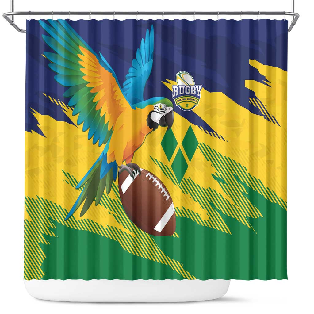 Rugby Saint Vincent and the Grenadines Shower Curtain Go SVG Amazona Guildingii - Wonder Print Shop