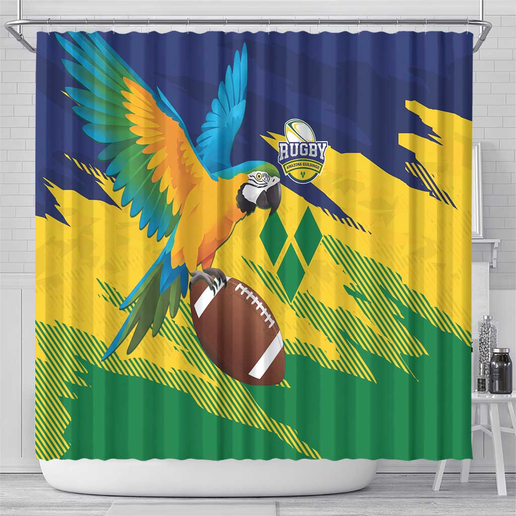 Rugby Saint Vincent and the Grenadines Shower Curtain Go SVG Amazona Guildingii - Wonder Print Shop