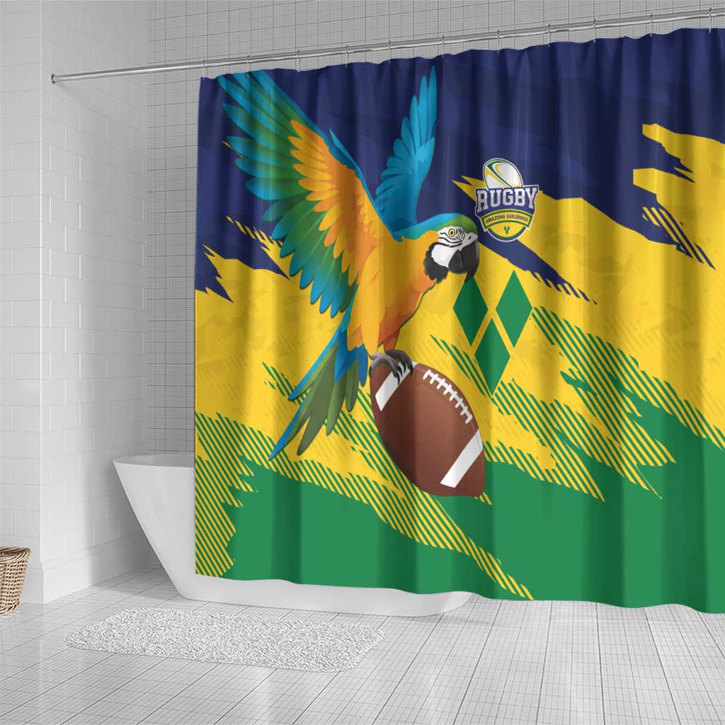 Rugby Saint Vincent and the Grenadines Shower Curtain Go SVG Amazona Guildingii - Wonder Print Shop