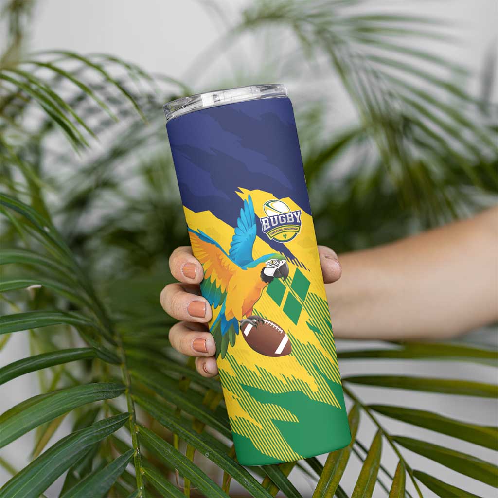 Custom Rugby Saint Vincent and the Grenadines Skinny Tumbler Go SVG Amazona Guildingii - Wonder Print Shop
