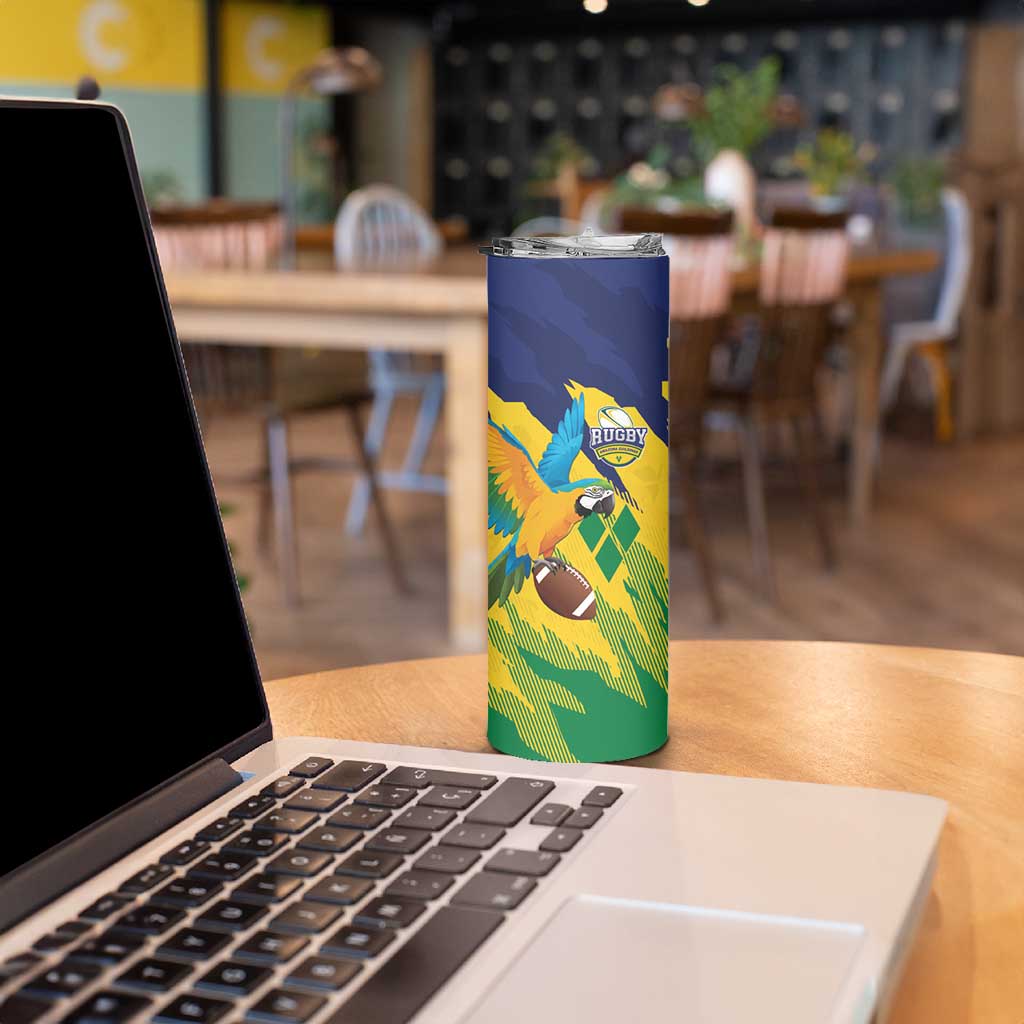 Custom Rugby Saint Vincent and the Grenadines Skinny Tumbler Go SVG Amazona Guildingii - Wonder Print Shop