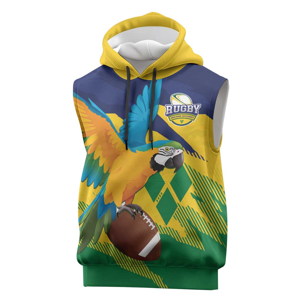 Custom Rugby Saint Vincent and the Grenadines Sleeveless Hoodie Go SVG Amazona Guildingii - Wonder Print Shop