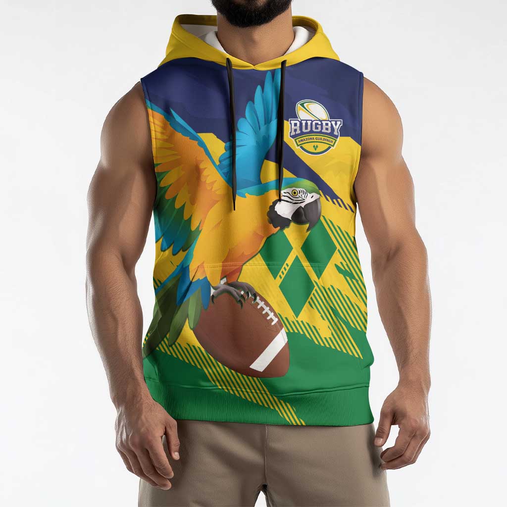 Custom Rugby Saint Vincent and the Grenadines Sleeveless Hoodie Go SVG Amazona Guildingii - Wonder Print Shop