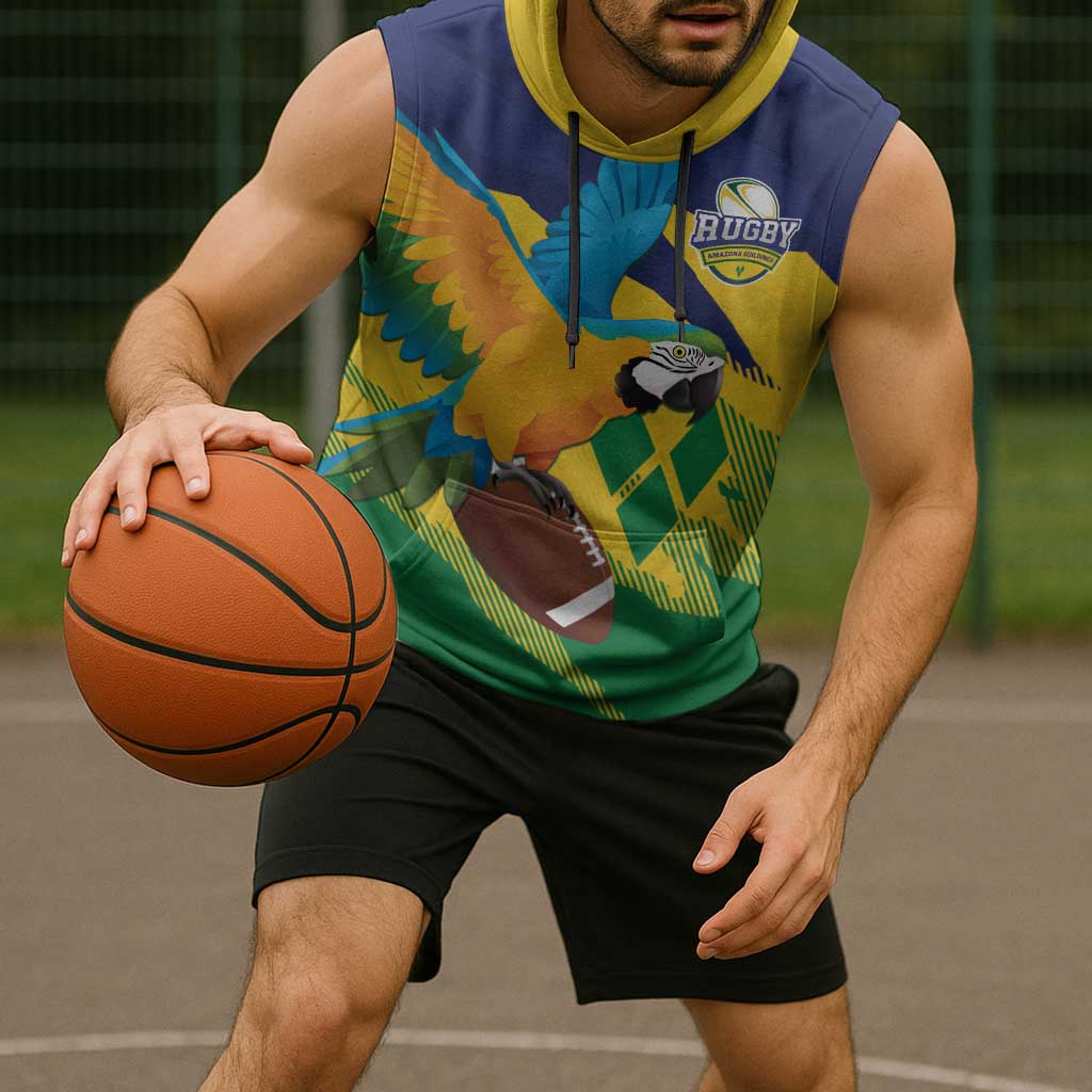 Custom Rugby Saint Vincent and the Grenadines Sleeveless Hoodie Go SVG Amazona Guildingii - Wonder Print Shop