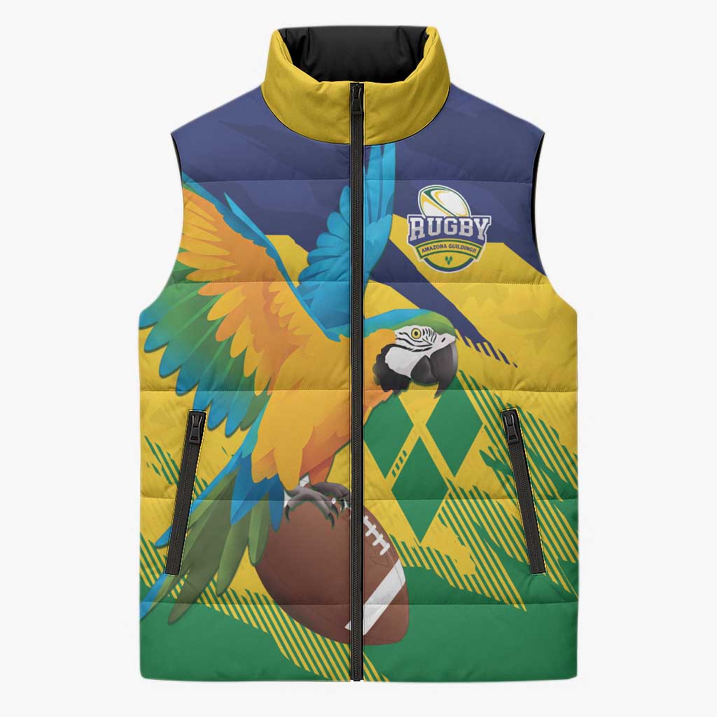 Custom Rugby Saint Vincent and the Grenadines Sleeveless Puffer Jacket Go SVG Amazona Guildingii - Wonder Print Shop