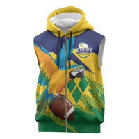 Custom Rugby Saint Vincent and the Grenadines Sleeveless Zip Hoodie Go SVG Amazona Guildingii - Wonder Print Shop