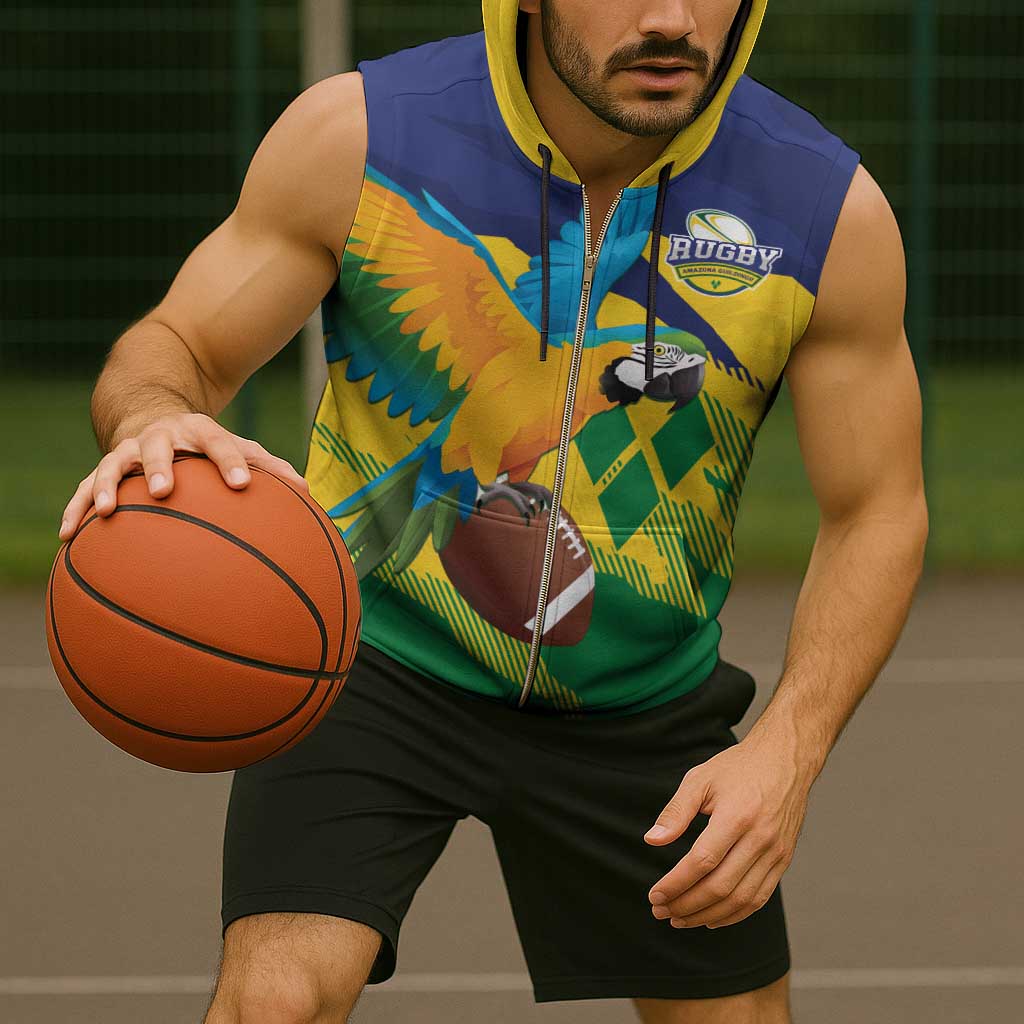 Custom Rugby Saint Vincent and the Grenadines Sleeveless Zip Hoodie Go SVG Amazona Guildingii - Wonder Print Shop