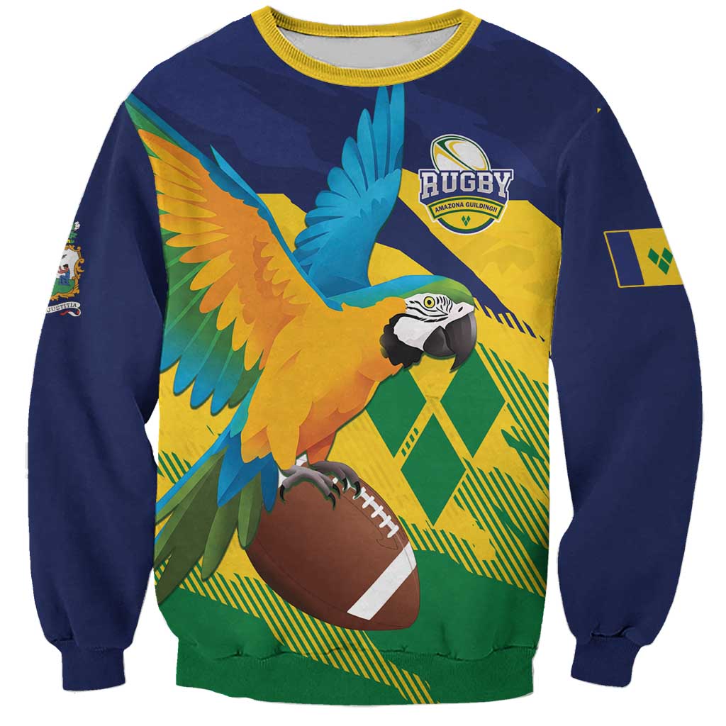Custom Rugby Saint Vincent and the Grenadines Sweatshirt Go SVG Amazona Guildingii - Wonder Print Shop