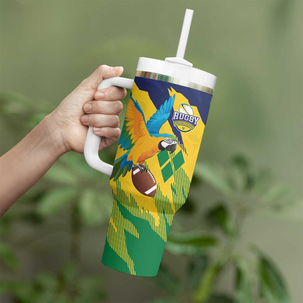 Custom Rugby Saint Vincent and the Grenadines Tumbler With Handle Go SVG Amazona Guildingii - Wonder Print Shop