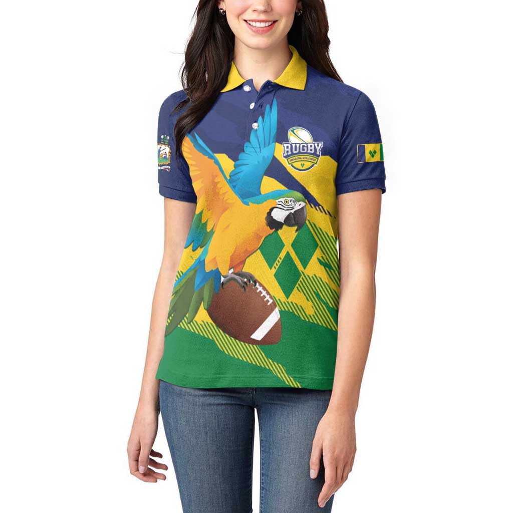 Custom Rugby Saint Vincent and the Grenadines Women Polo Shirt Go SVG Amazona Guildingii - Wonder Print Shop