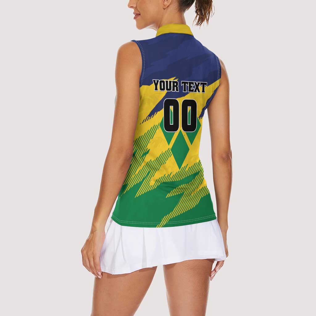 Custom Rugby Saint Vincent and the Grenadines Women Sleeveless Polo Shirt Go SVG Amazona Guildingii - Wonder Print Shop
