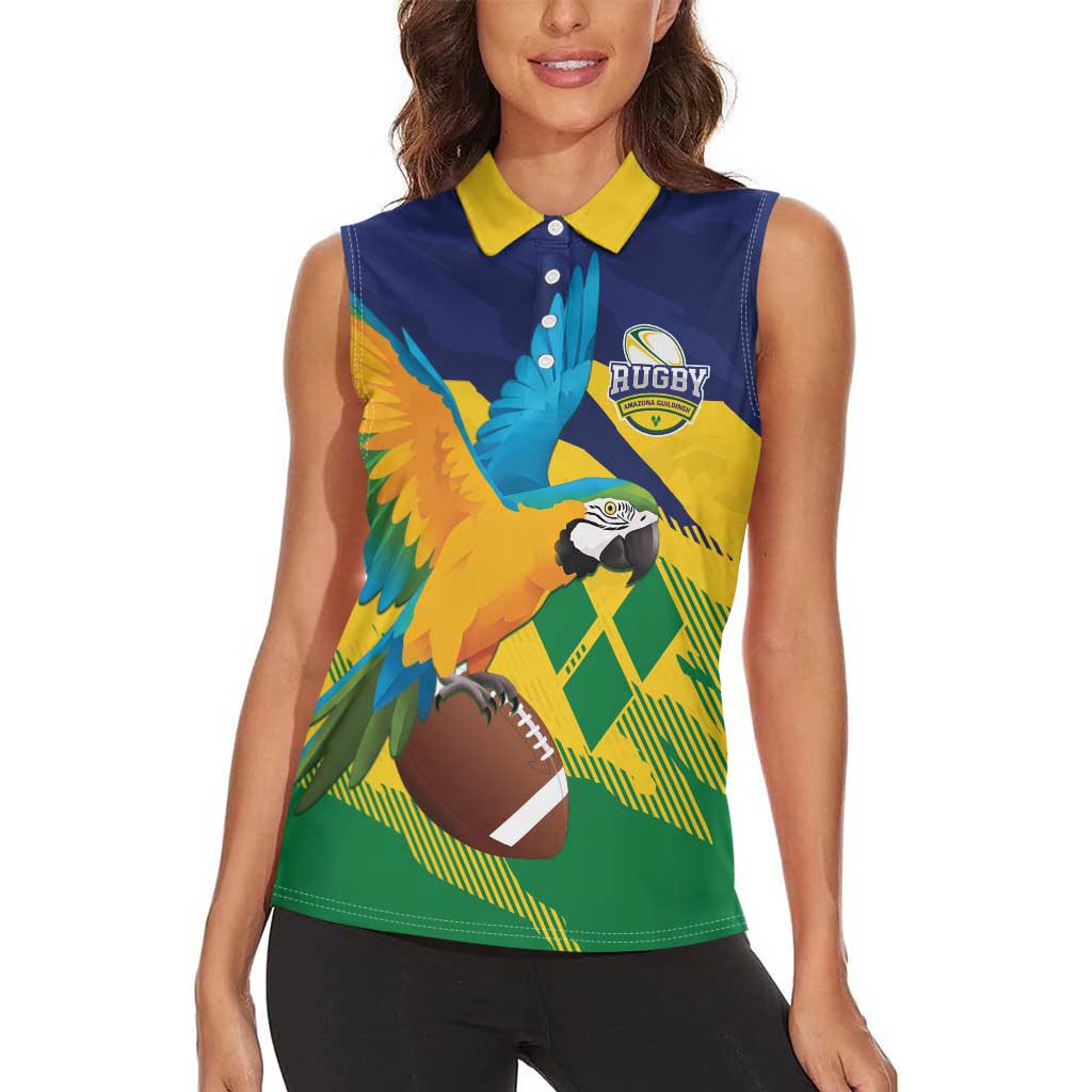 Custom Rugby Saint Vincent and the Grenadines Women Sleeveless Polo Shirt Go SVG Amazona Guildingii - Wonder Print Shop