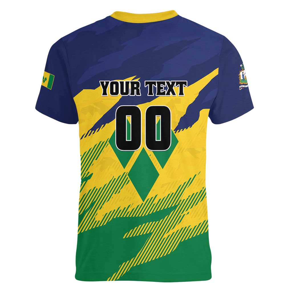 Custom Rugby Saint Vincent and the Grenadines Women V-Neck T-Shirt Go SVG Amazona Guildingii - Wonder Print Shop