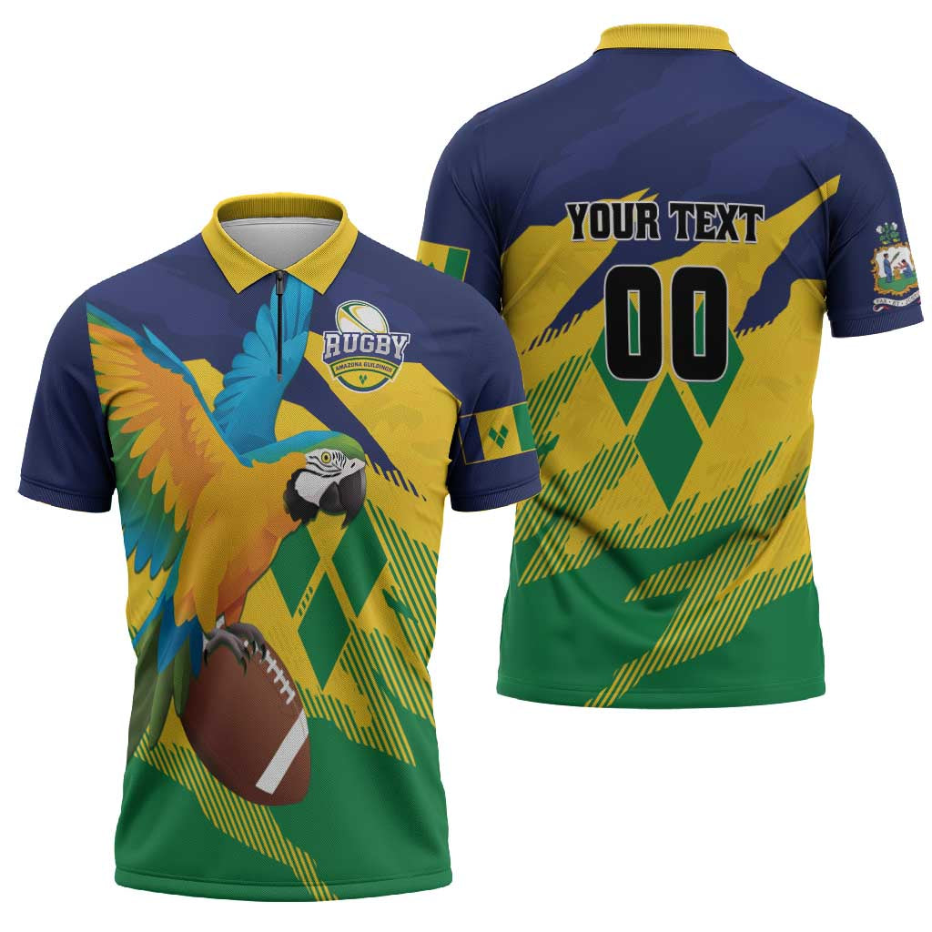 Custom Rugby Saint Vincent and the Grenadines Zipper Polo Shirt Go SVG Amazona Guildingii - Wonder Print Shop