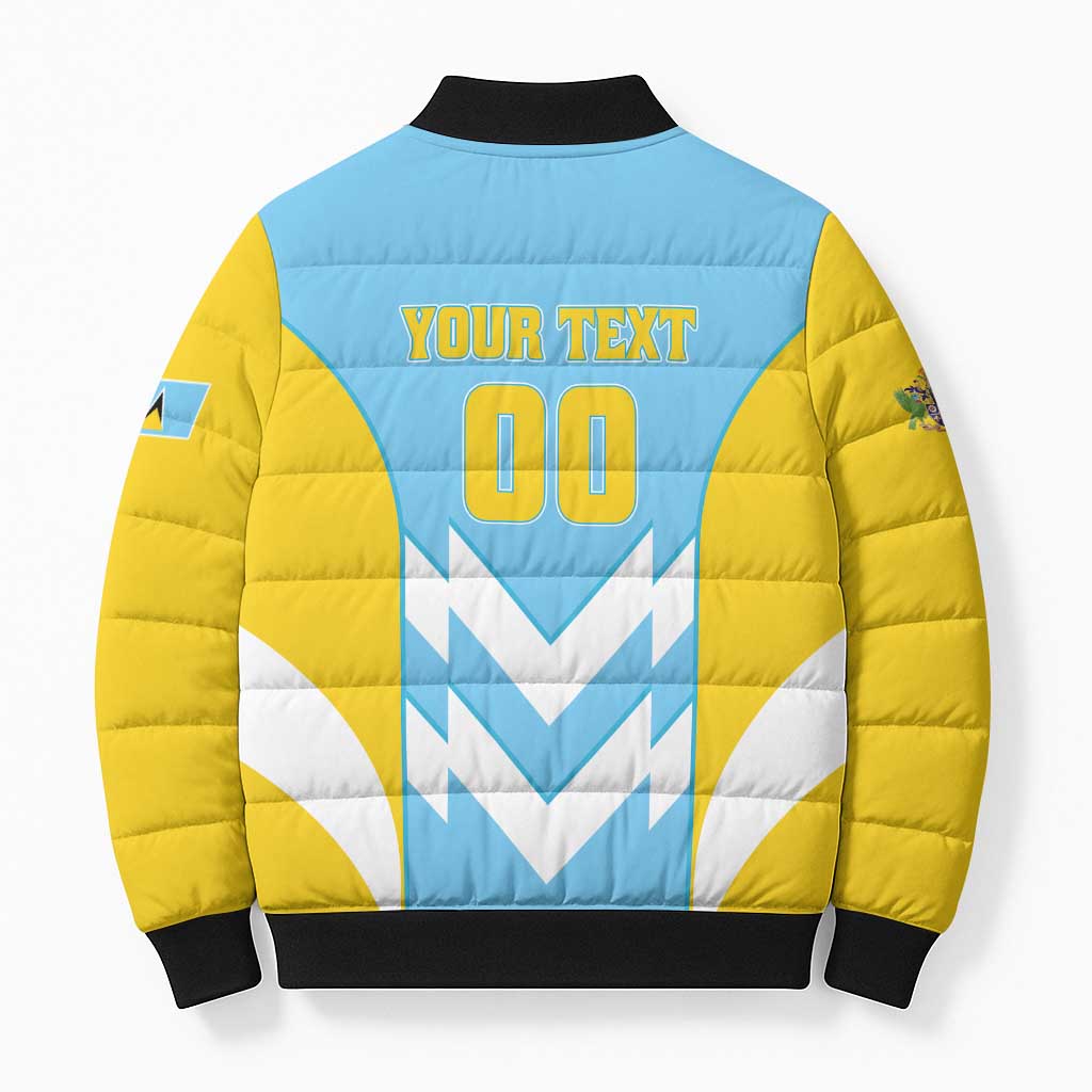 Custom Rugby Saint Lucia Bomber Puffer Jacket The Lucian Go Champion - Wonder Print Shop