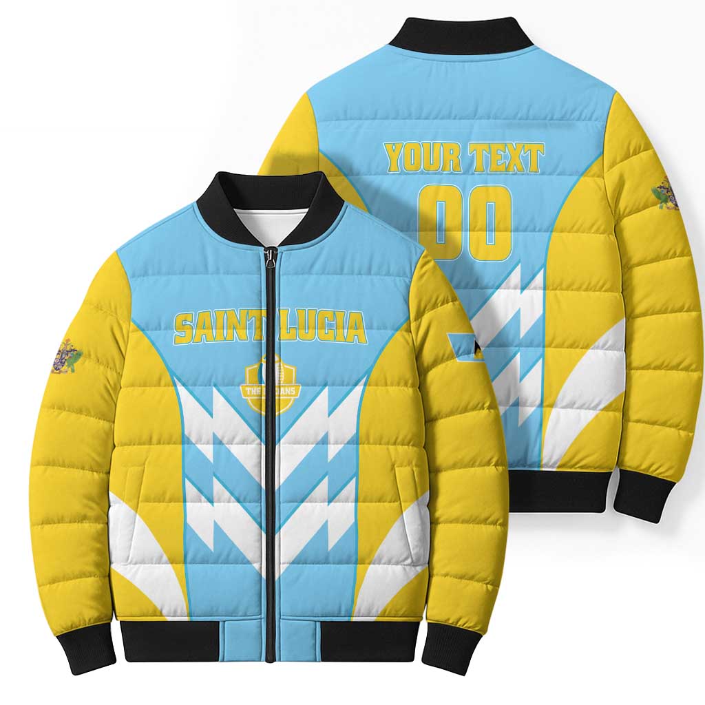 Custom Rugby Saint Lucia Bomber Puffer Jacket The Lucian Go Champion - Wonder Print Shop