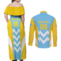 Custom Rugby Saint Lucia Couples Matching Off Shoulder Maxi Dress and Long Sleeve Button Shirt The Lucian Go Champion - Wonder Print Shop