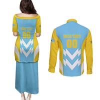 Custom Rugby Saint Lucia Couples Matching Puletasi and Long Sleeve Button Shirt The Lucian Go Champion - Wonder Print Shop