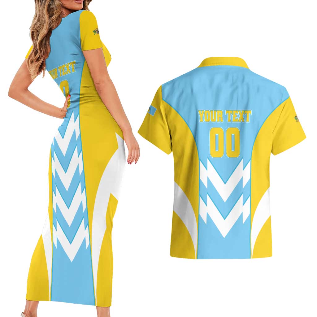 Custom Rugby Saint Lucia Couples Matching Short Sleeve Bodycon Dress and Hawaiian Shirt The Lucian Go Champion - Wonder Print Shop