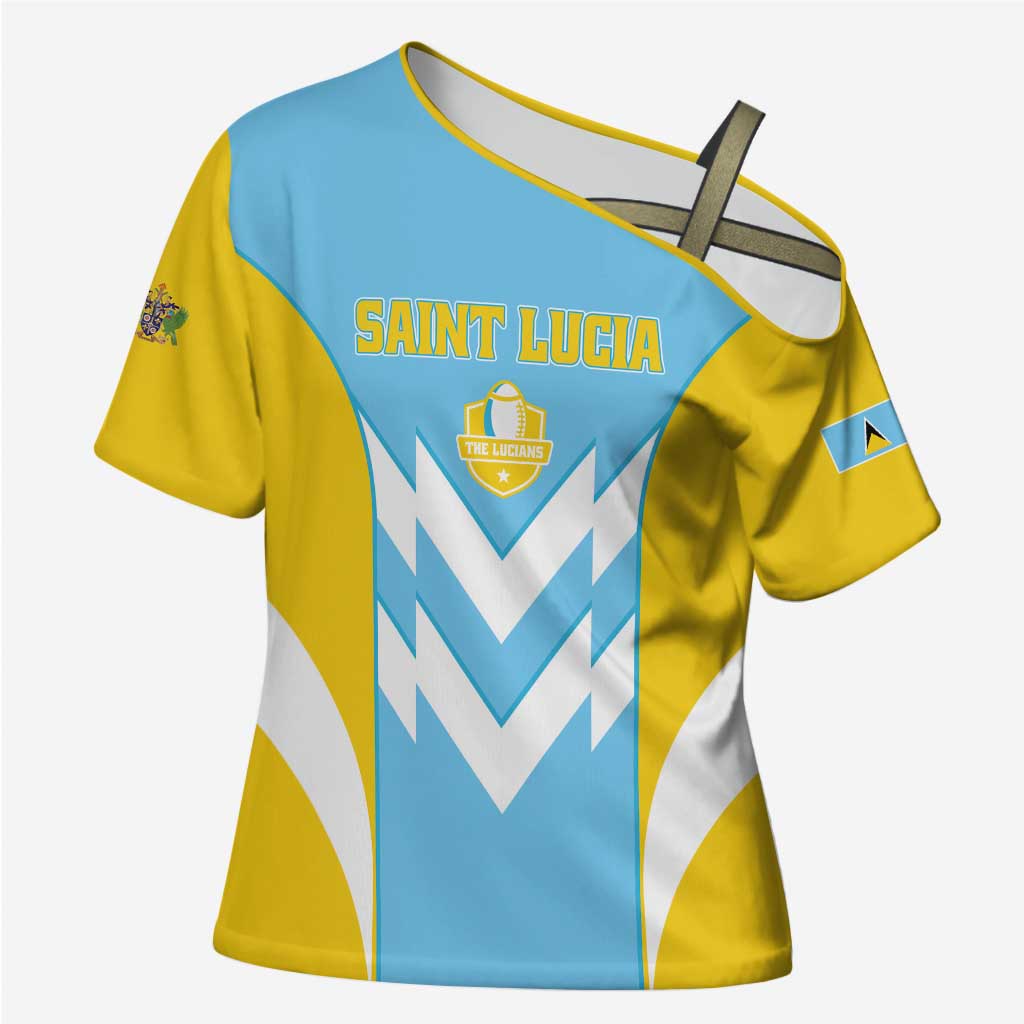 Custom Rugby Saint Lucia Cross Shoulder Shirt The Lucian Go Champion - Wonder Print Shop