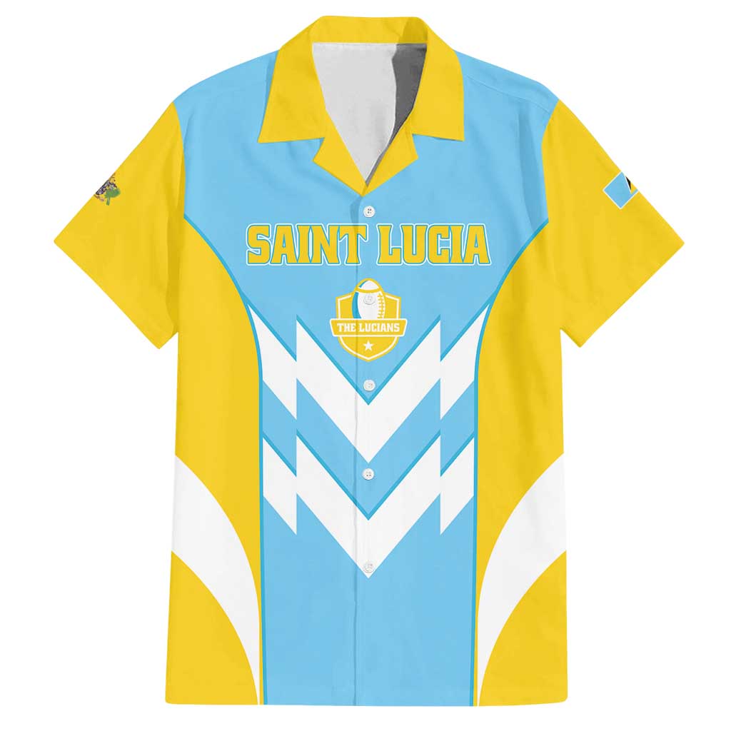 Custom Rugby Saint Lucia Family Matching Long Sleeve Bodycon Dress and Hawaiian Shirt The Lucian Go Champion - Wonder Print Shop