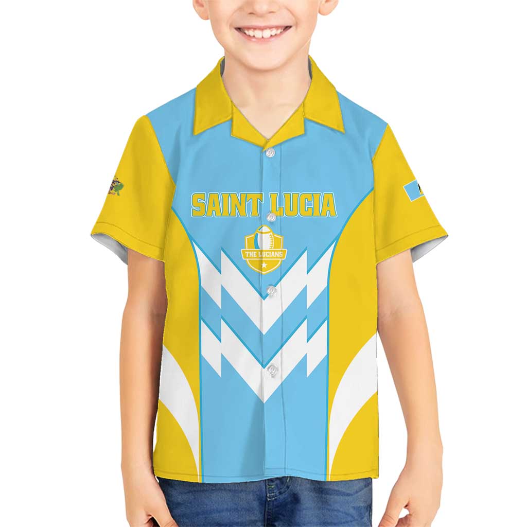 Custom Rugby Saint Lucia Family Matching Long Sleeve Bodycon Dress and Hawaiian Shirt The Lucian Go Champion - Wonder Print Shop