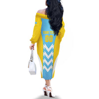 Custom Rugby Saint Lucia Family Matching Off The Shoulder Long Sleeve Dress and Hawaiian Shirt The Lucian Go Champion - Wonder Print Shop