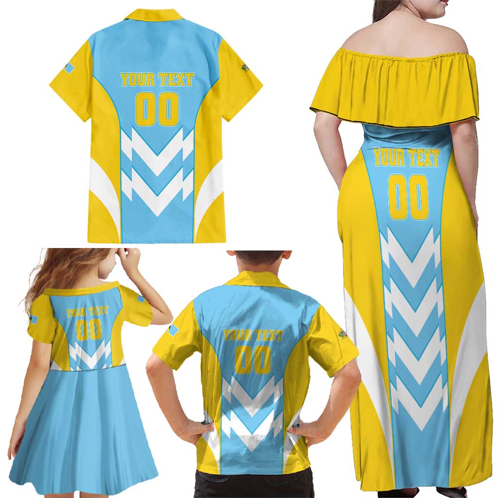 Custom Rugby Saint Lucia Family Matching Off Shoulder Maxi Dress and Hawaiian Shirt The Lucian Go Champion - Wonder Print Shop